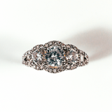 Three Stone Sterling Silver Round Cut Ring CZ