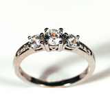 Three Stone Channel Set Sterling Silver Ring CZ