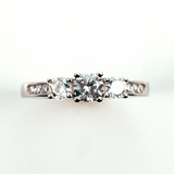 Three Stone Channel Set Sterling Silver Ring CZ
