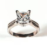 Princess Cut Pave Sterling Silver Ring CZ