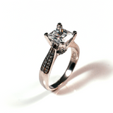 Princess Cut Pave Sterling Silver Ring CZ