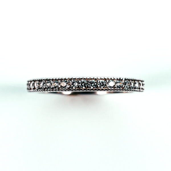 Pave Set Eternity Sterling Silver Ring CZ