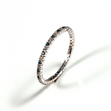 Emerald Alternating Eternity Sterling Silver Ring CZ