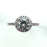 Halo Round Cut Channel Set Sterling Silver Ring CZ