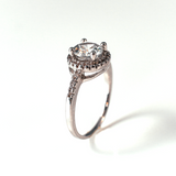 Halo Round Cut Channel Set Sterling Silver Ring CZ