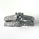 Round Cut Double Pave Stackable Sterling Silver Ring CZ
