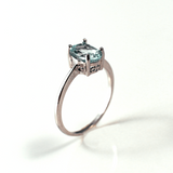 Crystal Blue Oval Solitaire Sterling Silver Ring CZ