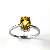 Amber Skies Oval Solitaire Sterling Silver Ring CZ