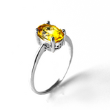 Amber Skies Oval Solitaire Sterling Silver Ring CZ
