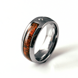 Mahogany Inlay Tungsten 8mm Men's Ring CZ