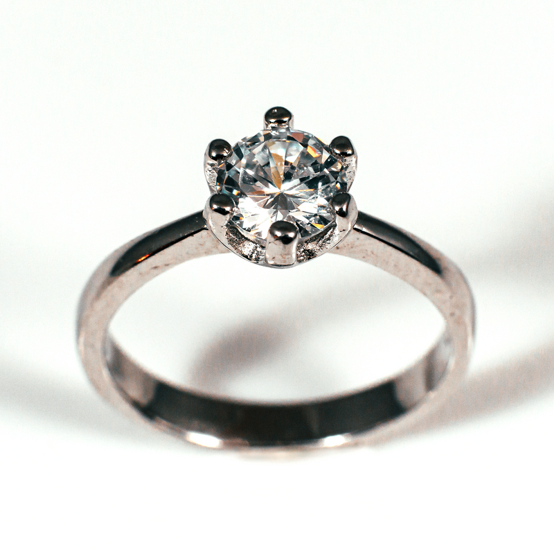 Solitare Sterling Silver Ring CZ