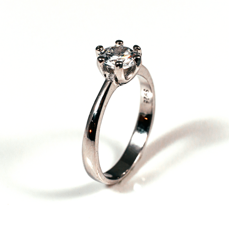 Solitare Sterling Silver Ring CZ