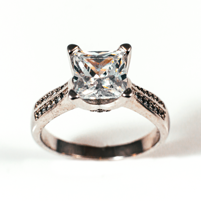 4.35 Princess Cut Cz 925 Sterling Womens Wedding Ring Engagement Ring