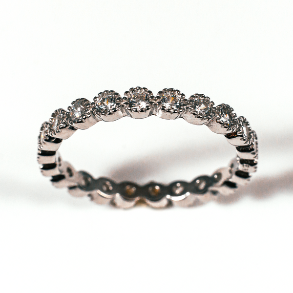 Bezel Set Eternity Sterling Silver Ring CZ