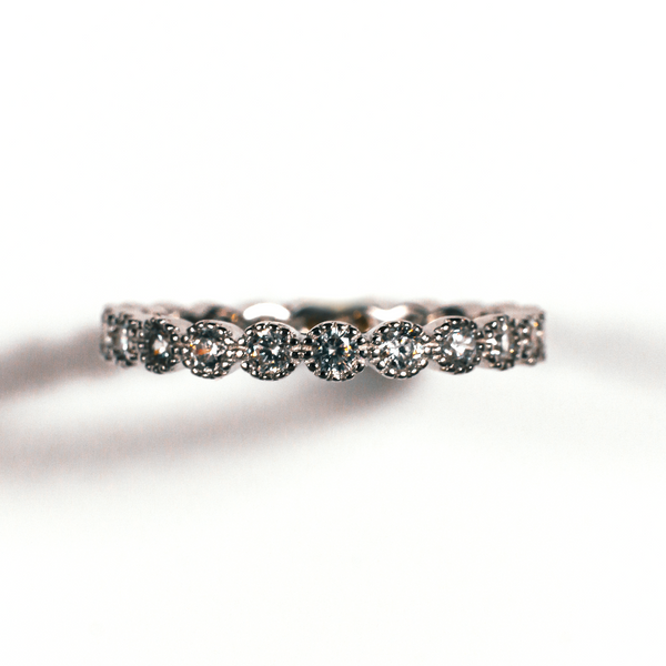 Bezel Set Eternity Sterling Silver Ring CZ