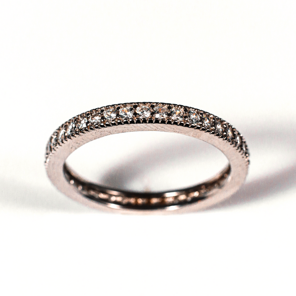 Pave Set Eternity Sterling Silver Ring CZ