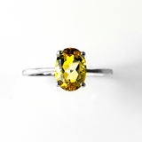 Amber Skies Oval Solitaire Sterling Silver Ring CZ