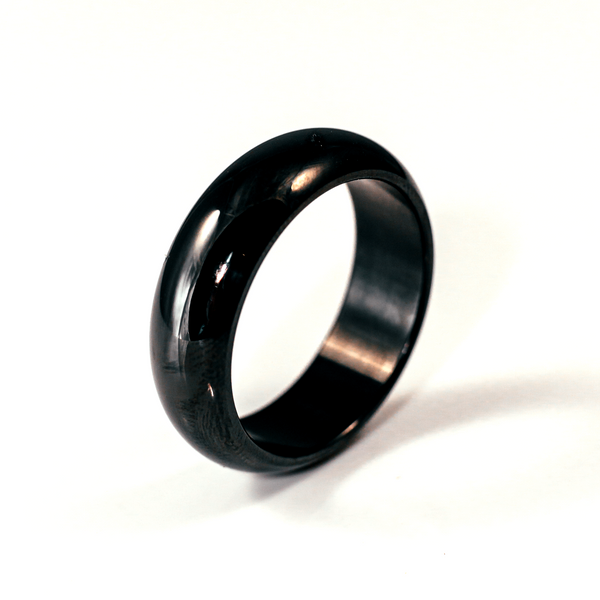Black 7mm Stainless Steel Men's Ring
